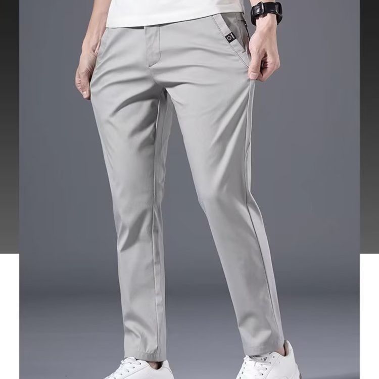 グレー パンツ シンプル美シルエットスラックス