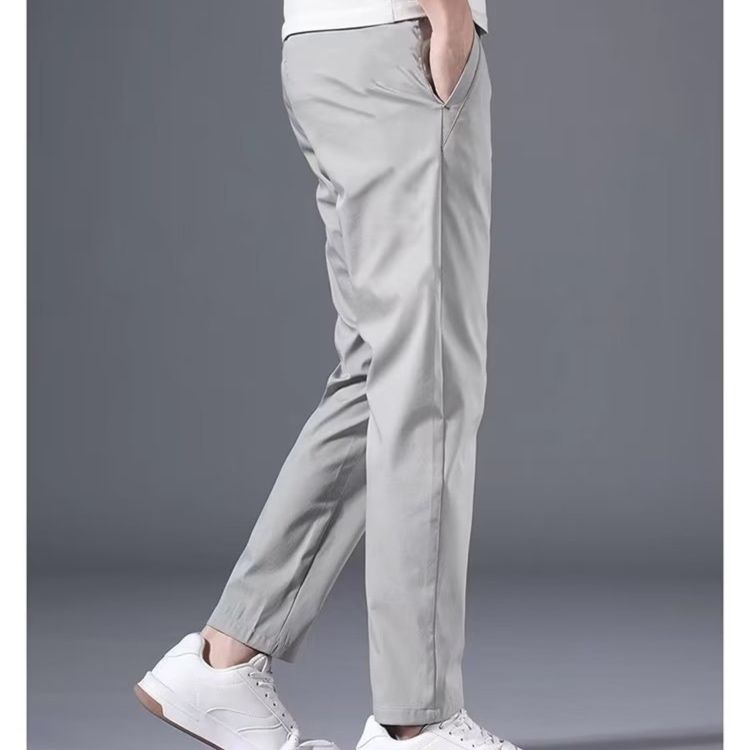 グレー パンツ シンプル美シルエットスラックス
