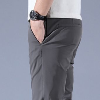 グレー パンツ すっきりシルエット細身パンツ