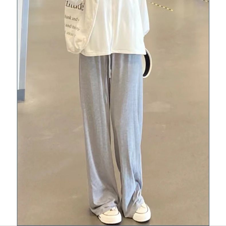 グレー パンツ やわらか素材のリラックスワイドパンツ