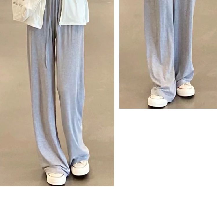 グレー パンツ やわらか素材のリラックスワイドパンツ