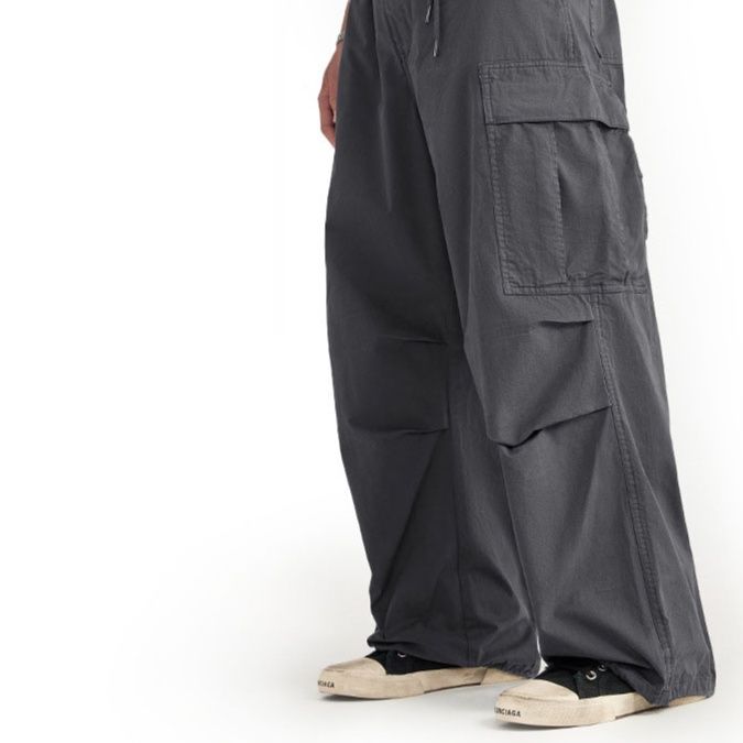 グレー パンツ メンズ ワイド カーゴパンツ 男女兼用 ゆったり 春夏