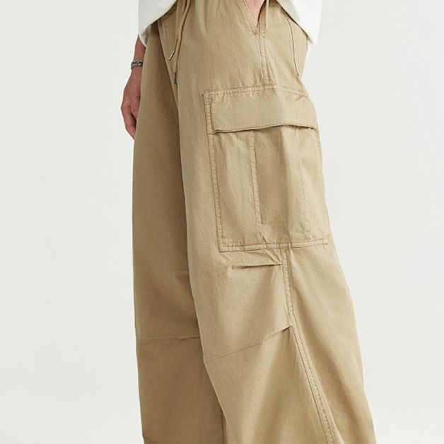 グレー パンツ メンズ ワイド カーゴパンツ 男女兼用 ゆったり 春夏
