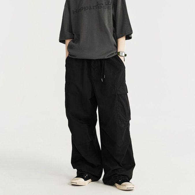 グレー パンツ メンズ ワイド カーゴパンツ 男女兼用 ゆったり 春夏