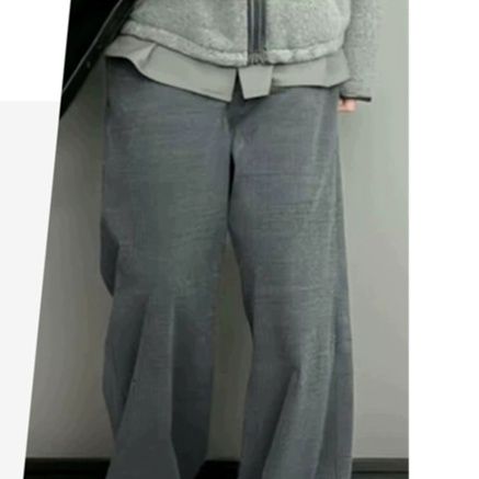 グレー コーデュロイ ワイドパンツ 男女兼用 ゆったり