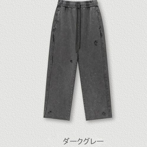 メンズ ヴィンテージ風 ワイドパンツ 男女兼用 ゆったり グレー パンツ 春秋