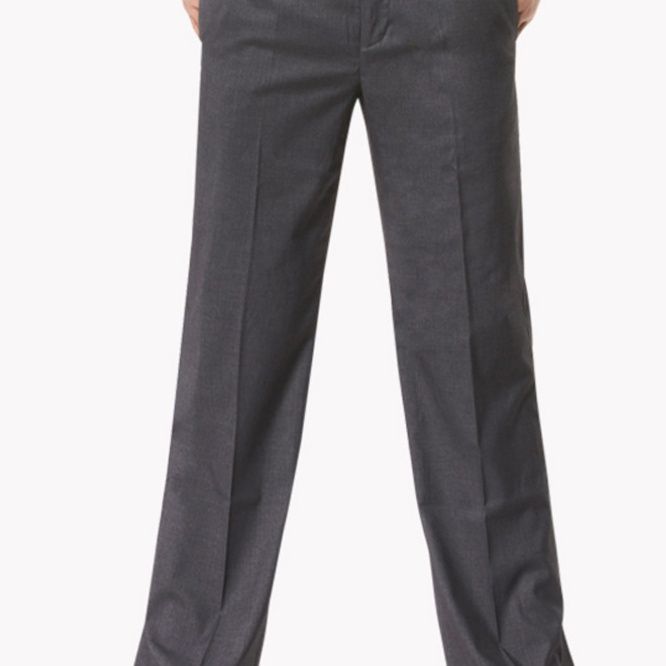 グレー パンツ センタープレス入り美脚ストレートスラックス