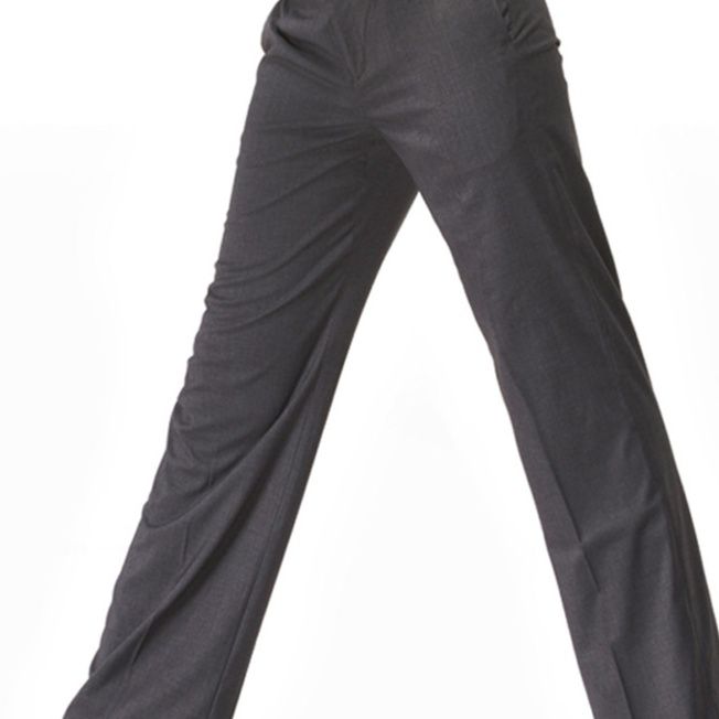 グレー パンツ センタープレス入り美脚ストレートスラックス