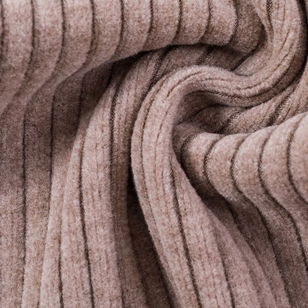 グレー パンツ 縦リブ編みワイドシルエット裏起毛ニットスウェットボトムス