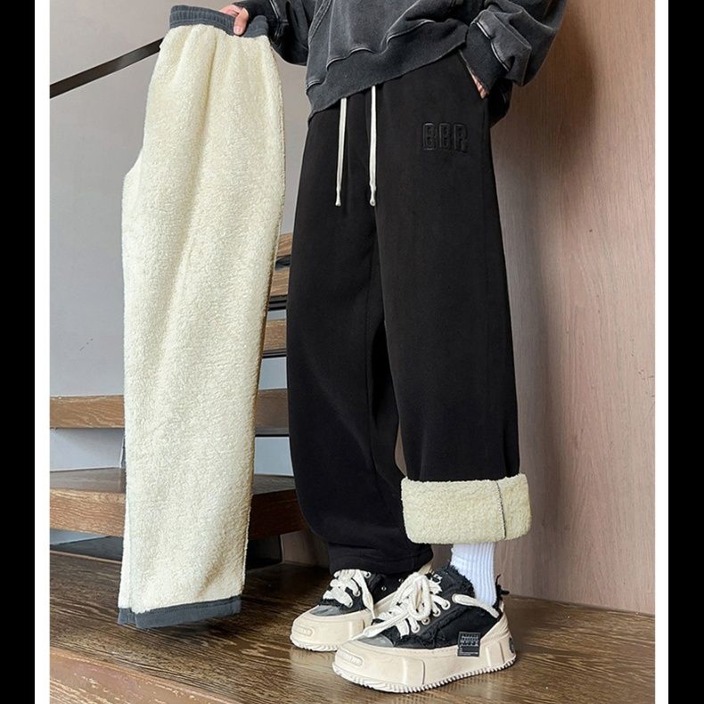 グレー パンツ 裏起毛加厚保温防寒 スウェット