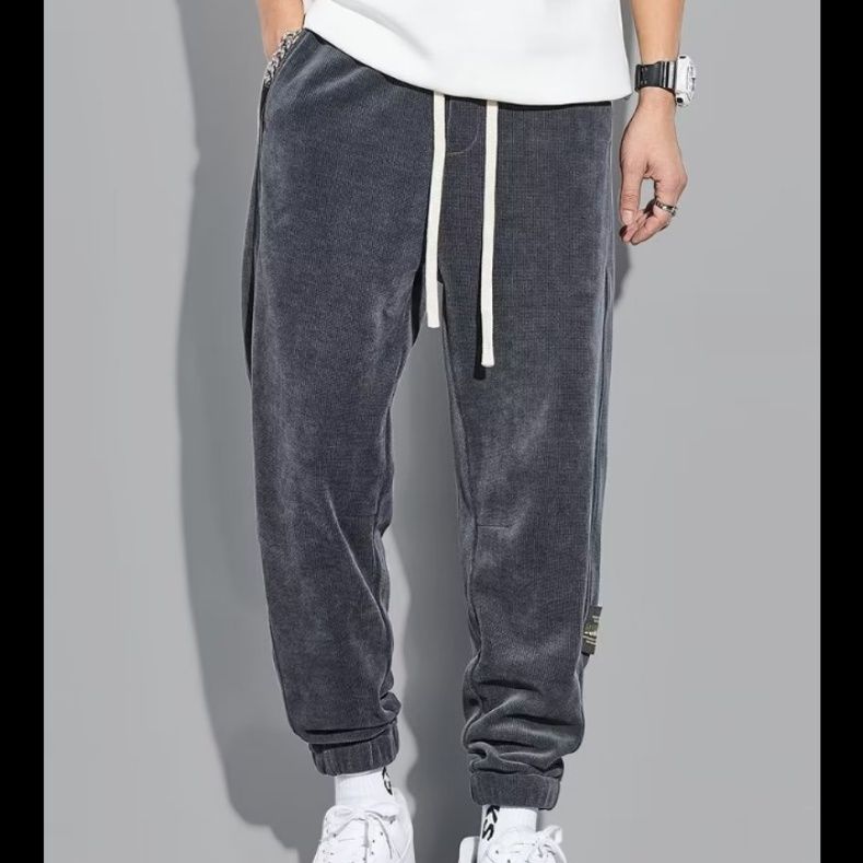 グレーパンツ 裾リブジョガータイプ調整紐付き　スウェット