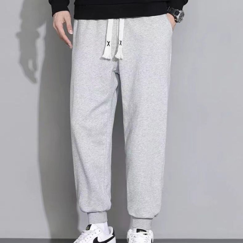 グレーパンツ 裏起毛ゆったりシルエット裾リブ スウェット