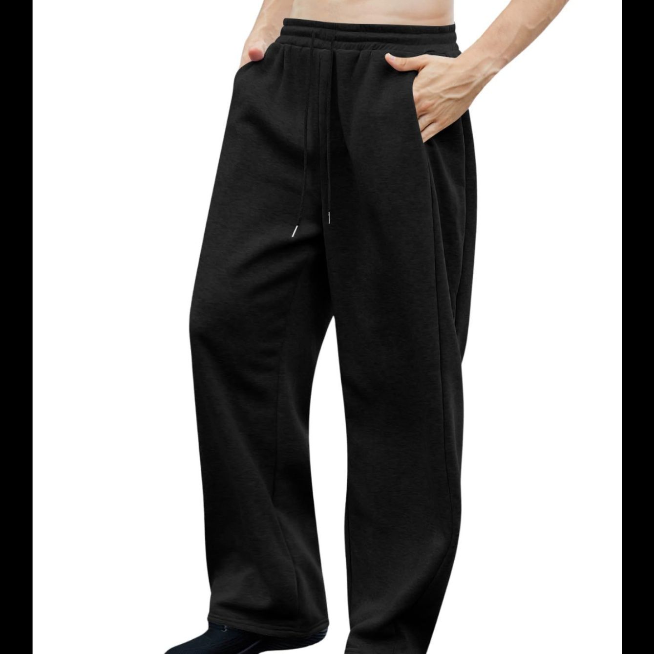 グレーパンツ 裏起毛ゆったりストレート紐付き部屋着ボトムス　スウェット