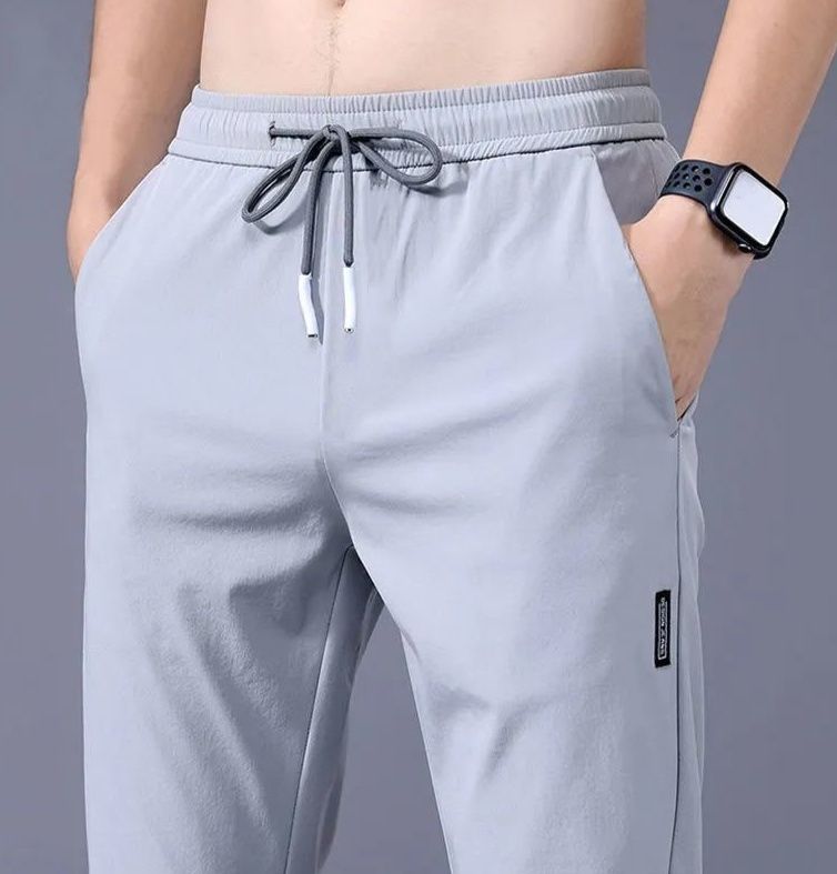 すっきりシルエット紐付きスウェット素材ロングパンツ