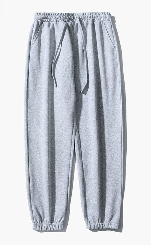 グレー パンツ 裾リブゆったりシルエット紐付きスウェットボトムス