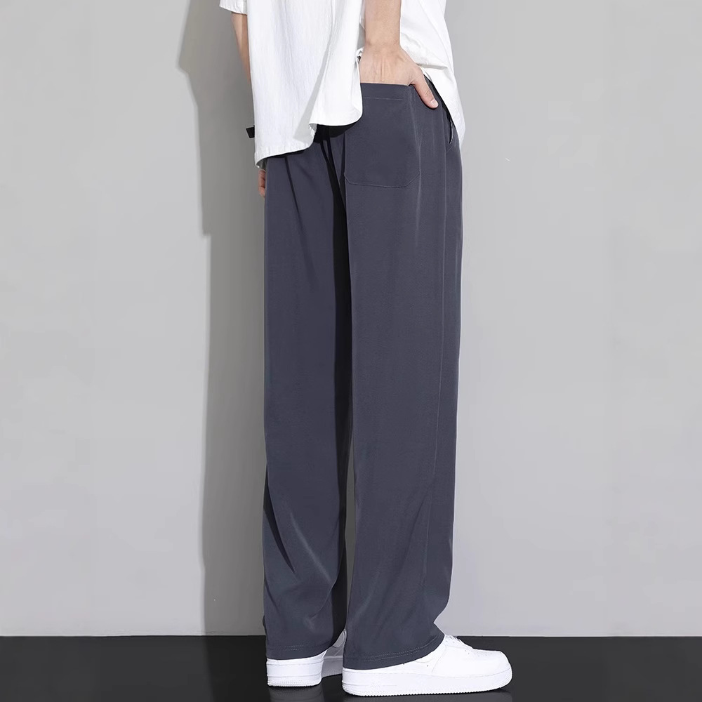 グレー パンツ ゆったりワイドシルエットパンツ