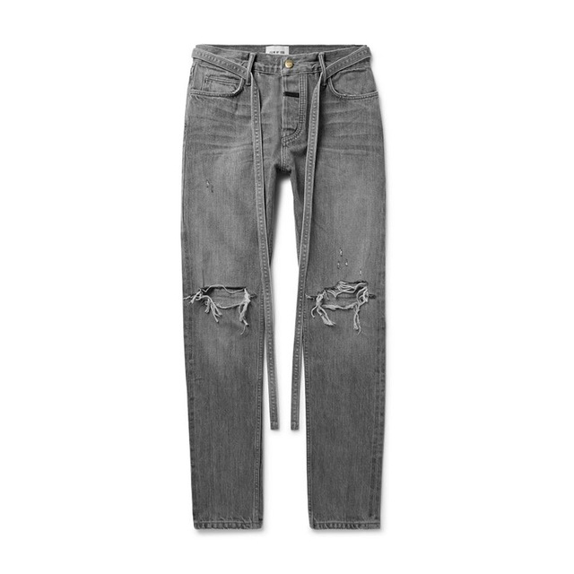 グレー パンツ メンズ グレー デニムパンツ ダメージ加工 ストリート系