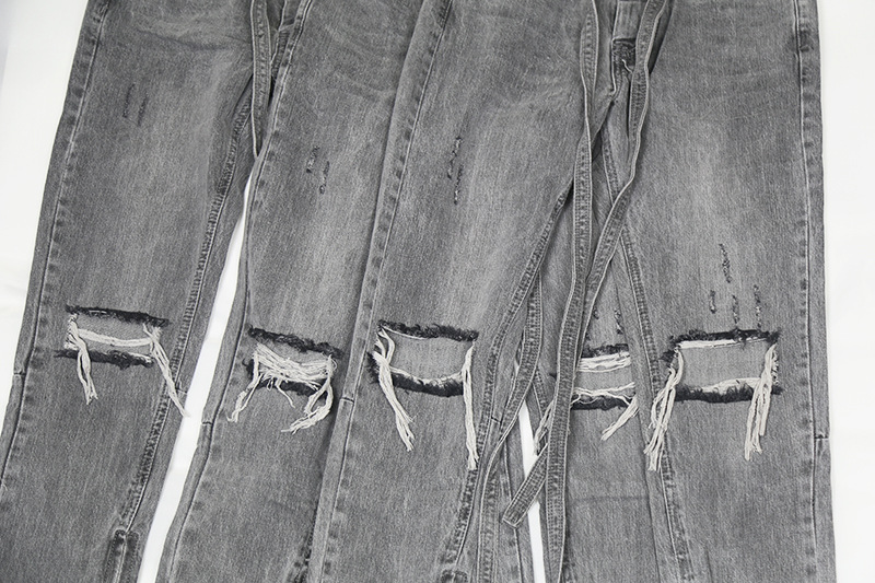 グレー パンツ メンズ グレー デニムパンツ ダメージ加工 ストリート系