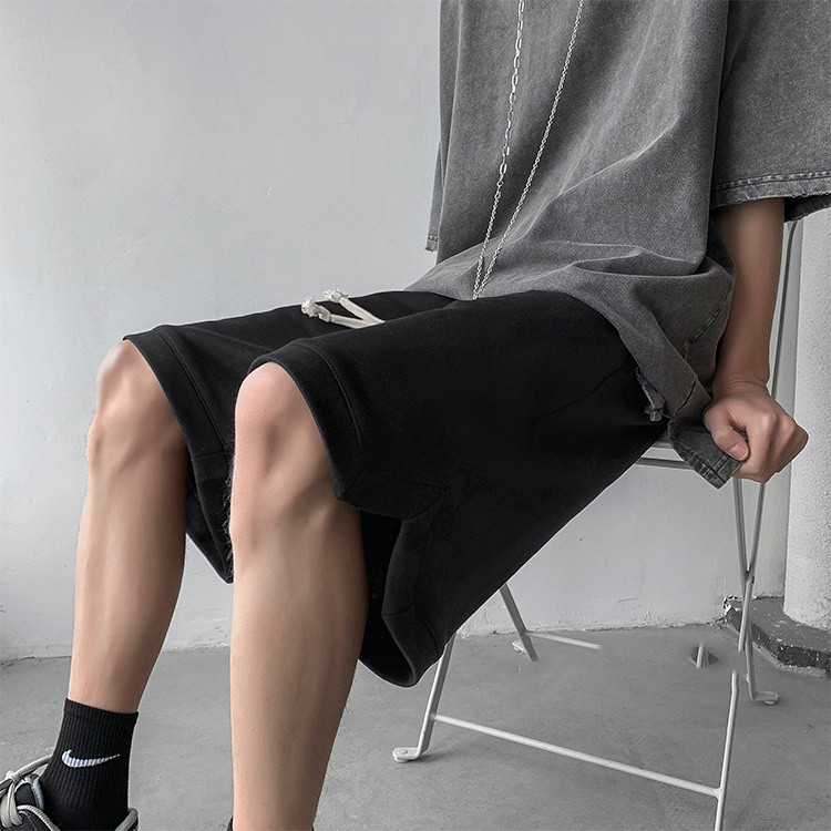 グレー パンツ 夏用薄手ゆったりワイドショートパンツ