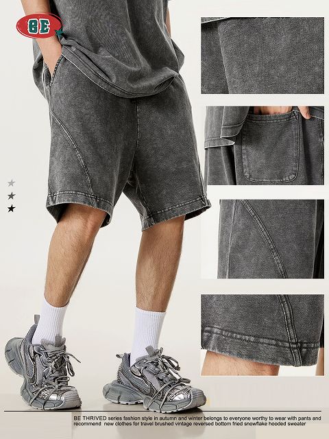 グレー パンツ メンズ グレー ビンテージ風 ショートパンツ ストリート系 半ズボン 春夏 新作