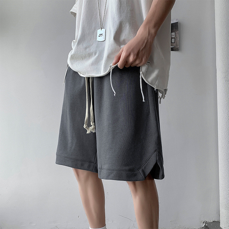 グレー パンツ 夏用薄手ゆったりワイドショートパンツ