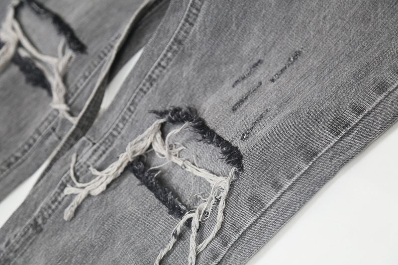 グレー パンツ メンズ グレー デニムパンツ ダメージ加工 ストリート系