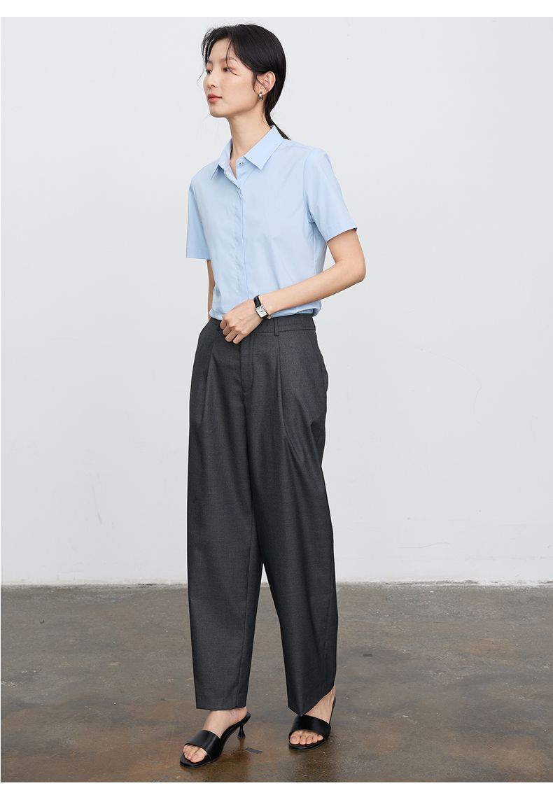 グレー パンツ 上質なワイドシルエットスラックス