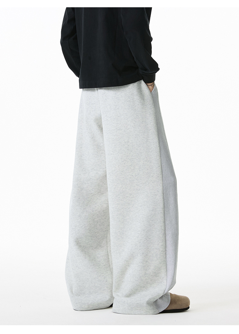 メンズ ゆったりワイドパンツ 重厚素材 垂れ感シルエット グレー パンツ