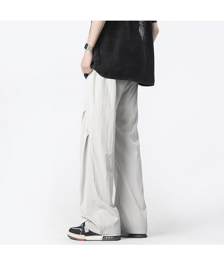 グレー パンツ しなやか風合いドレープワイドパンツ