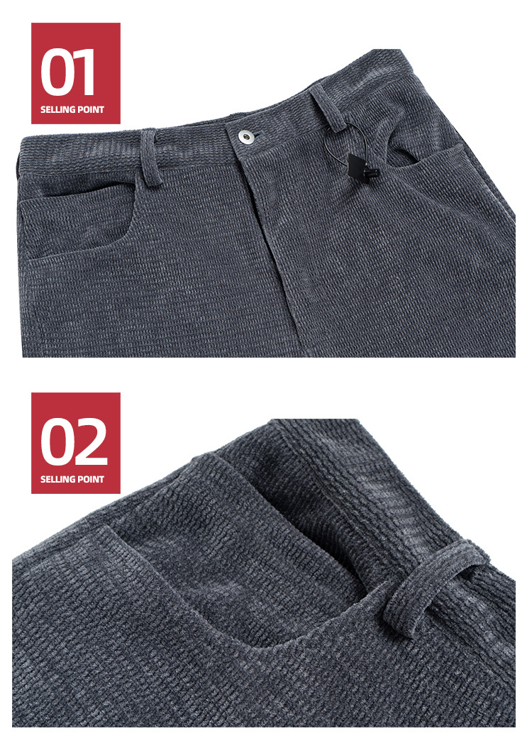 グレー パンツ グレー コーデュロイ ワイドパンツ 男女兼用 ゆったり