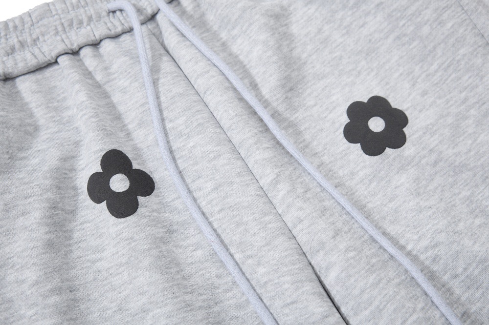 グレー パンツ 花柄グレー スウェット ワイドパンツ 男女兼用 秋冬新作