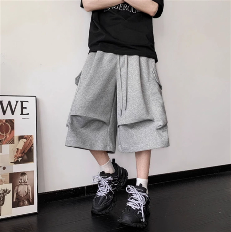 グレー パンツ 2025夏季 ゆったり七分丈 休日パンツ