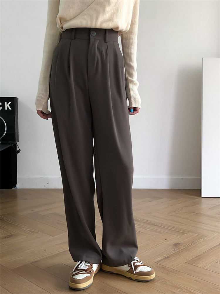 グレー パンツ 秋冬ハイウエストワイドパンツ きれいめカジュアル