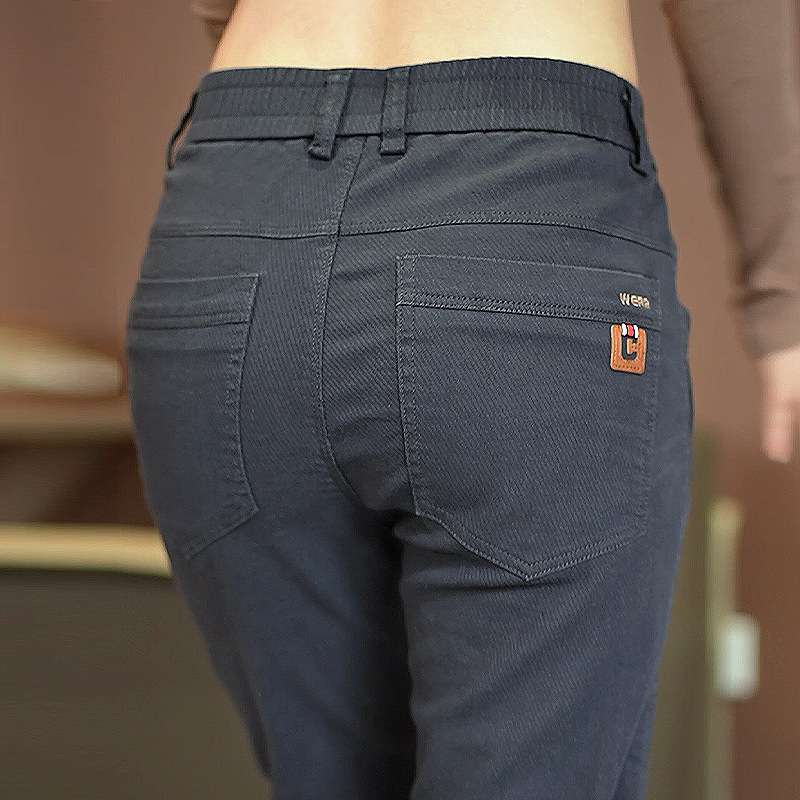 グレー パンツ 美脚ストレッチスリムフィット細身スラックス