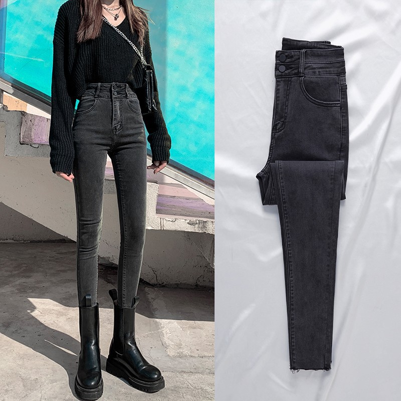 グレー パンツ すっきりシルエット ハイウエストパンツ