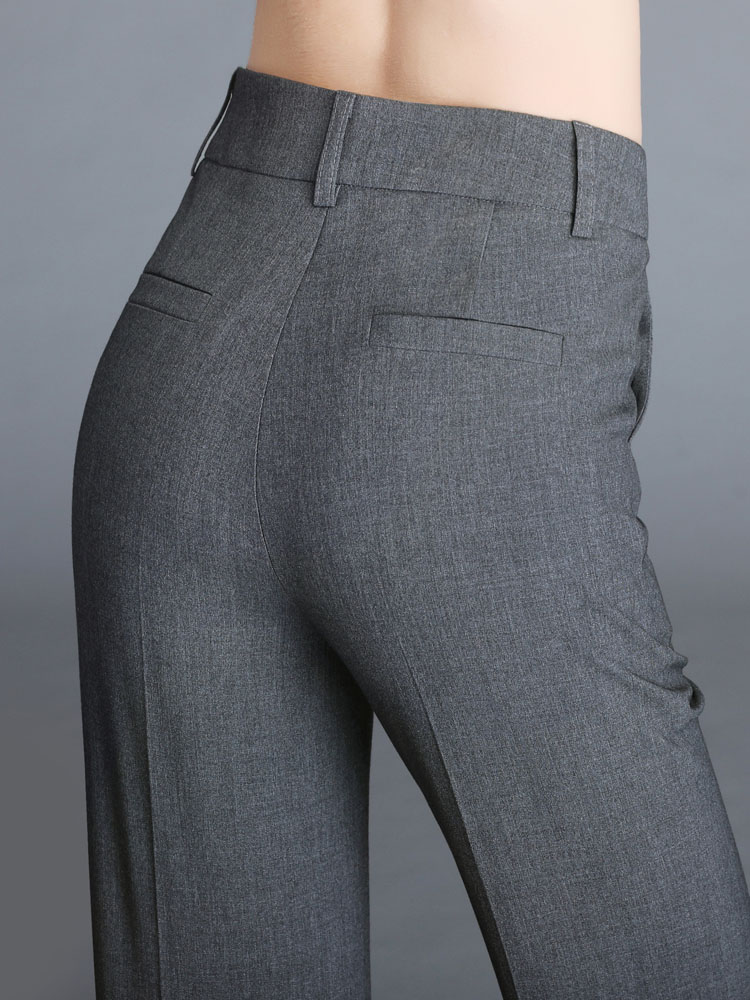 グレー パンツ 洗練ストレートスラックス