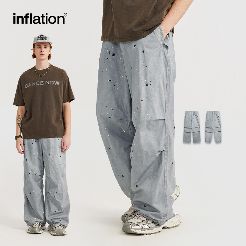 グレー パンツ グレー ペイント加工 ワーク風 男女兼用 ボトムス