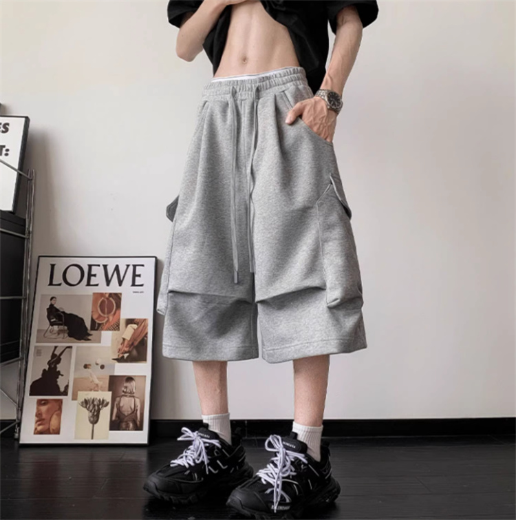 グレー パンツ 2025夏季 ゆったり七分丈 休日パンツ