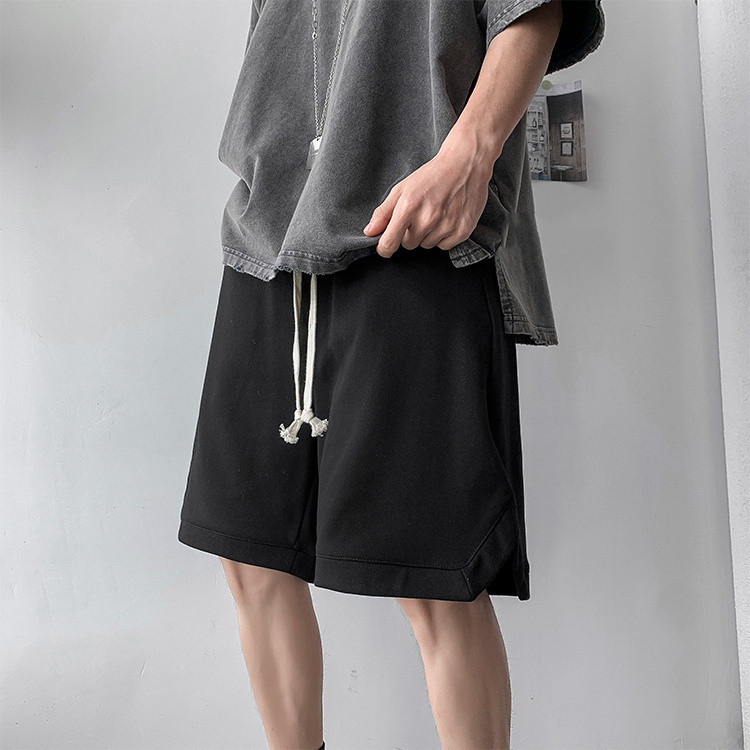 グレー パンツ 夏用薄手ゆったりワイドショートパンツ