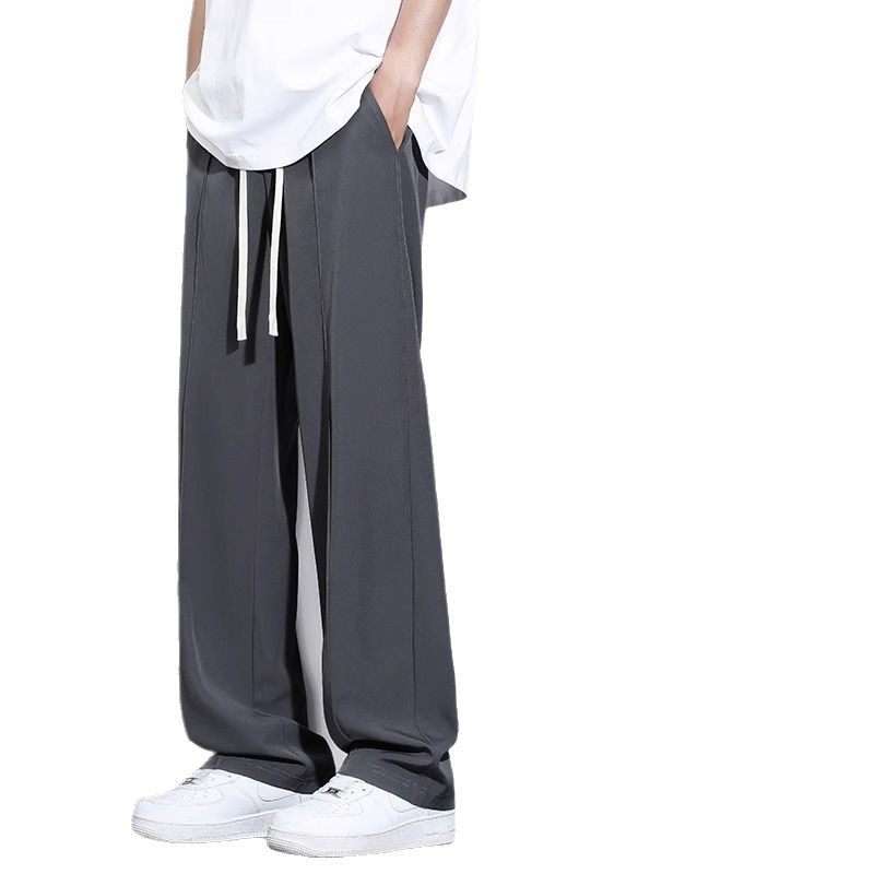 グレー パンツ ゆったりワイドシルエットパンツ