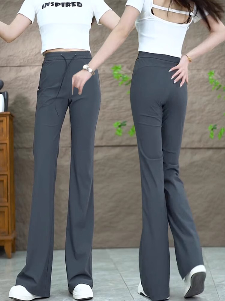 グレー パンツ すっきりシルエット美脚パンツ