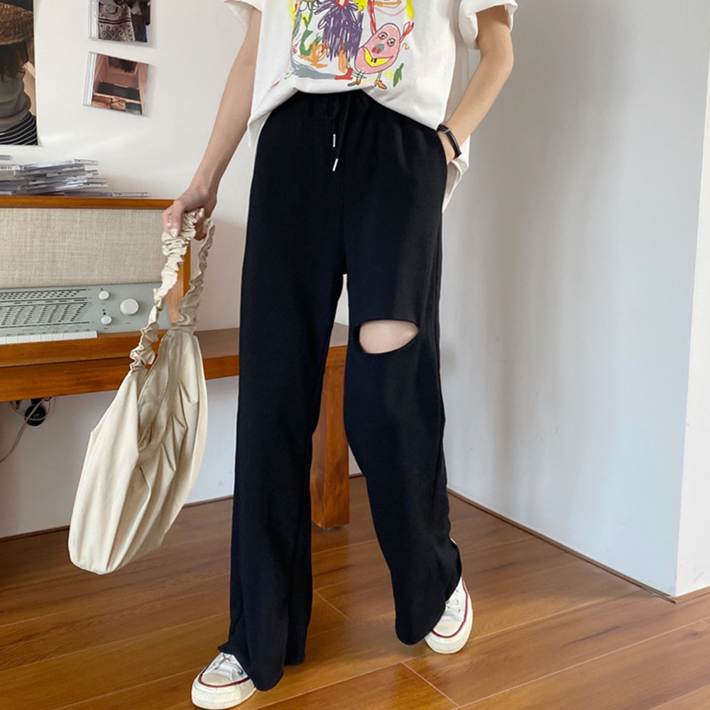グレー パンツ グレー ダメージ スウェットパンツ レディース