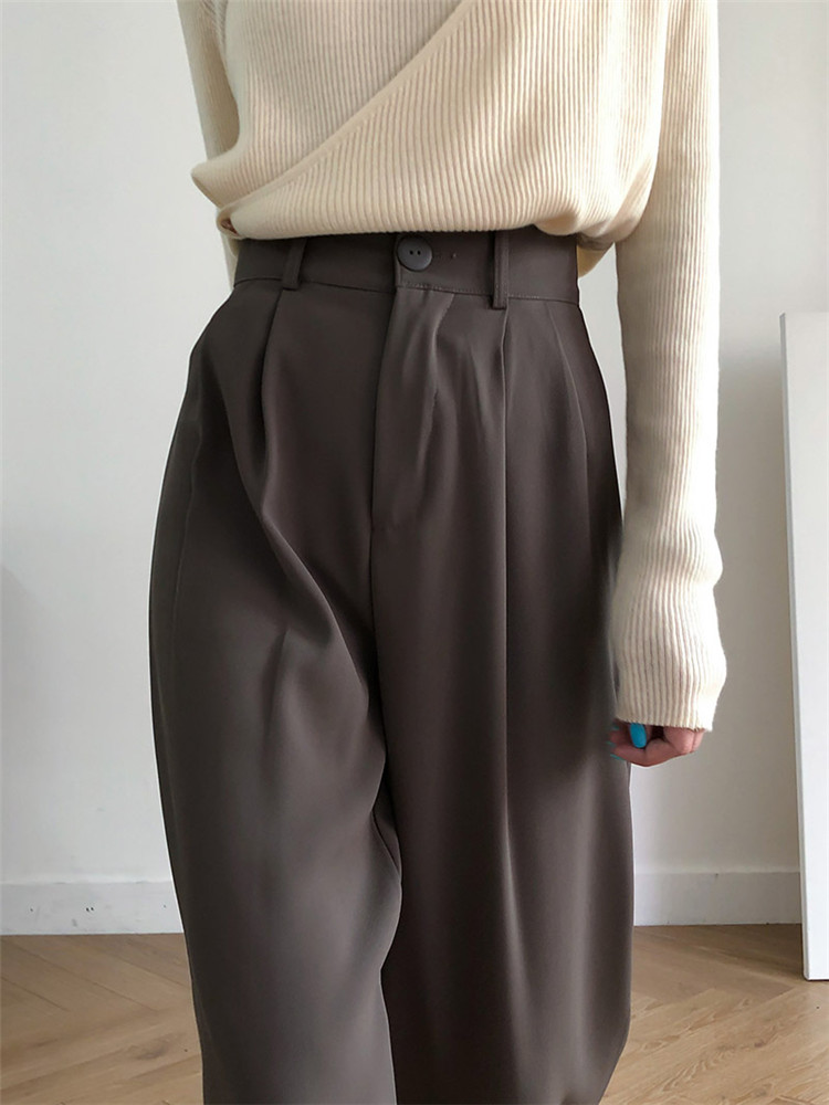 グレー パンツ 秋冬ハイウエストワイドパンツ きれいめカジュアル