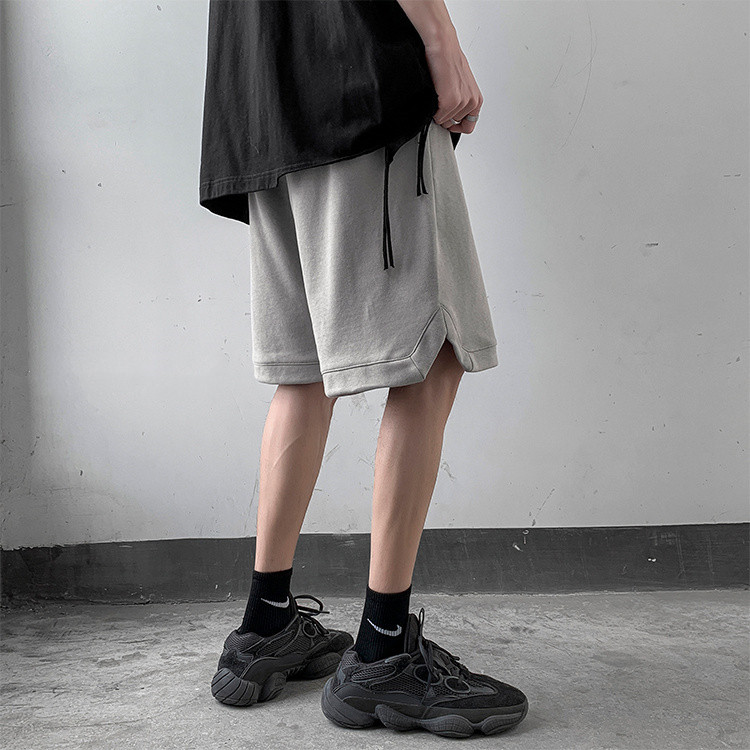 グレー パンツ 夏用薄手ゆったりワイドショートパンツ