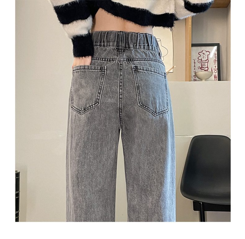 グレー パンツ ゆったりストレートデニム