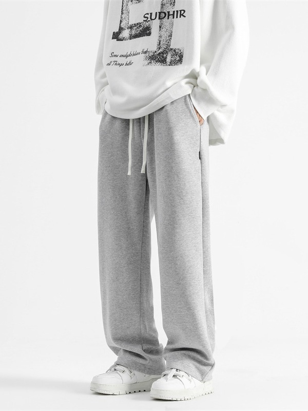 グレー パンツ ゆったりワイドシルエット裏起毛スウェットパンツ