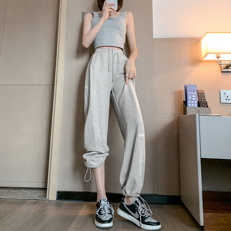 グレー パンツ リラックスワイドスウェットパンツ