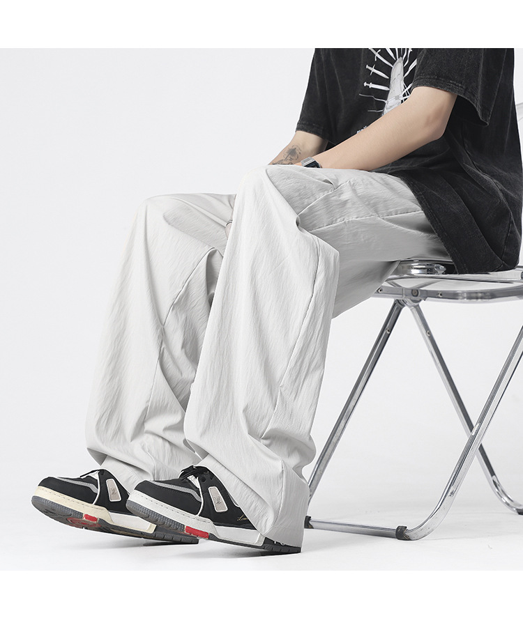 グレー パンツ しなやか風合いドレープワイドパンツ