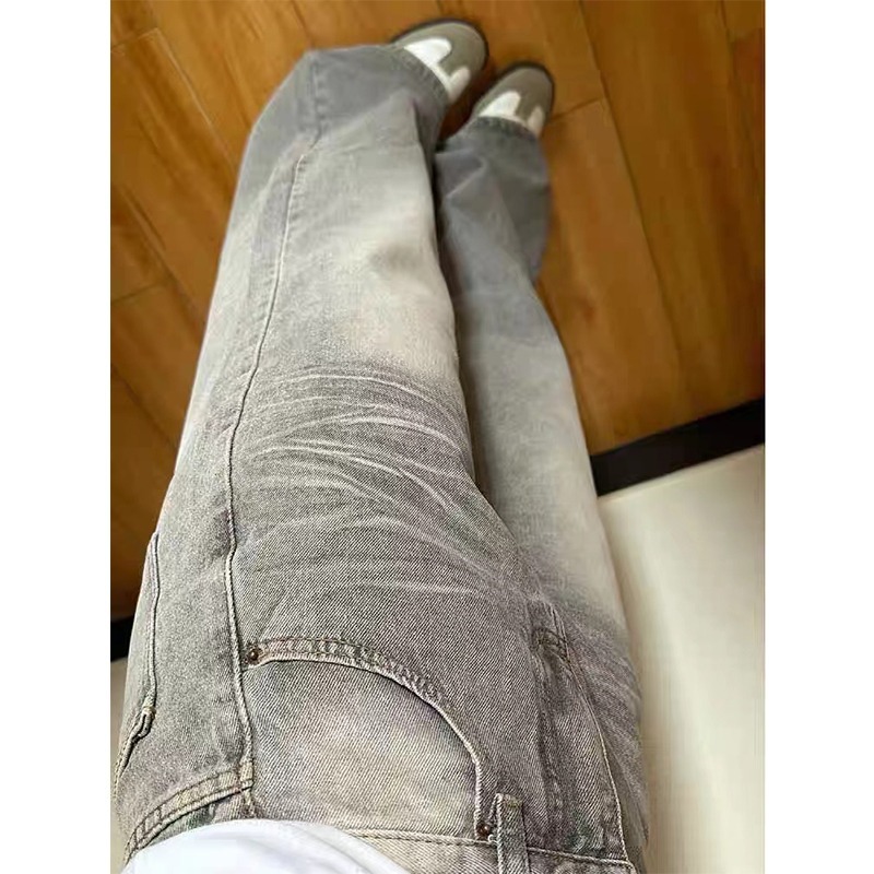 グレー パンツ ゆったりワイドシルエットパンツ