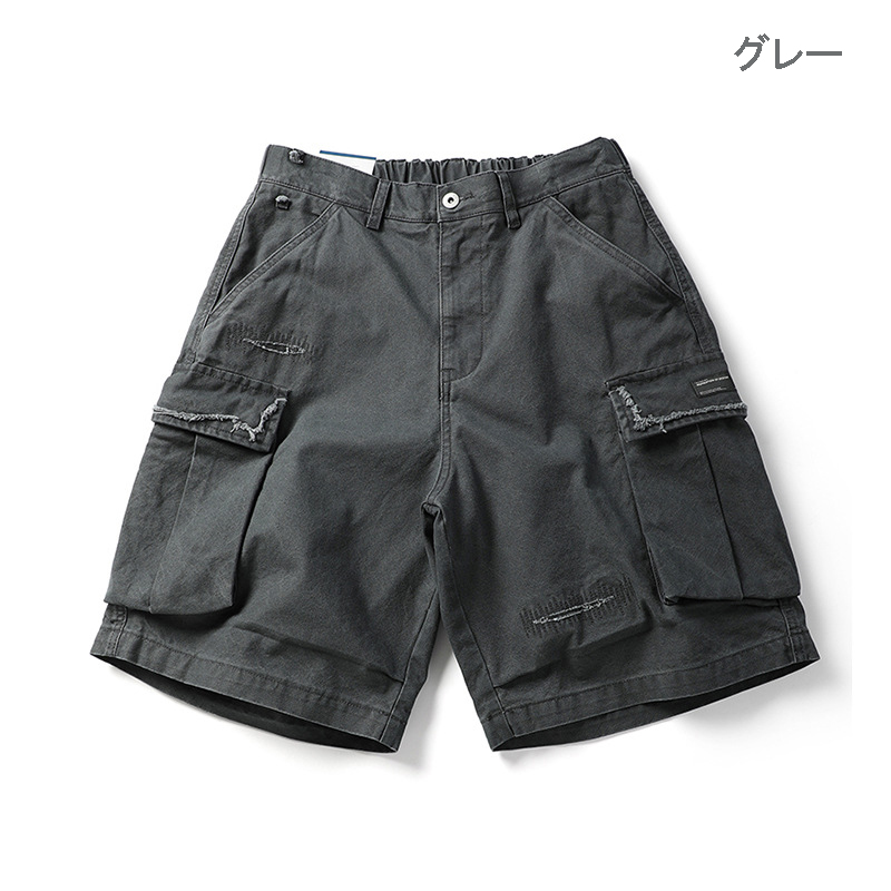 グレー パンツ 男女兼用 グレー カーゴ ショートパンツ ワーク風 春夏